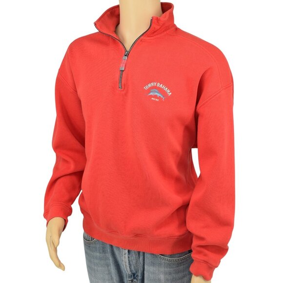 Tommy Bahama Other - Tommy Bahama Aruba Relax Red 1/4 Zip Long Sleeve Pullover Cotton Sweater Men's L